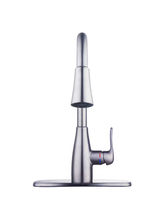 McKenna 1-Handle Pull-Down Sprayer Kitchen Faucet with TurboSpray and FastMount in Stainless, Valve & Deck Plate Included