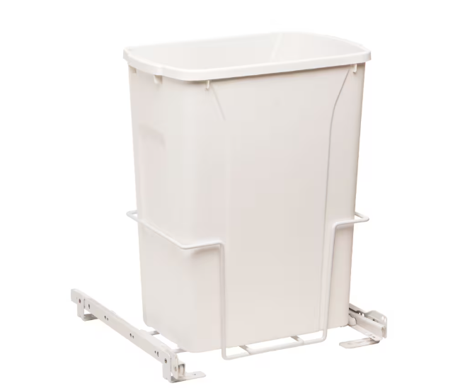 Knape & Vogt 35 Quart Economy Pull-Out Trash Can in White (New)
