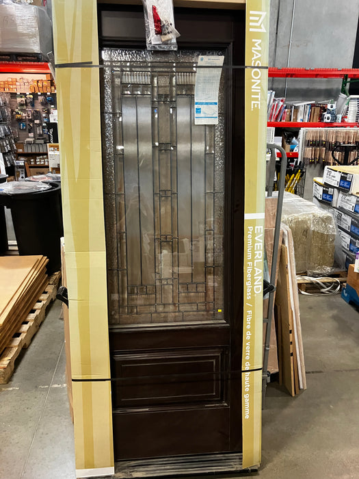 Masonite Everland 32-inch x 80-inch x 4-9/16-inch Chestnut 3/4 Lite Elmhurst Single Fibreglass Prehung Front Door