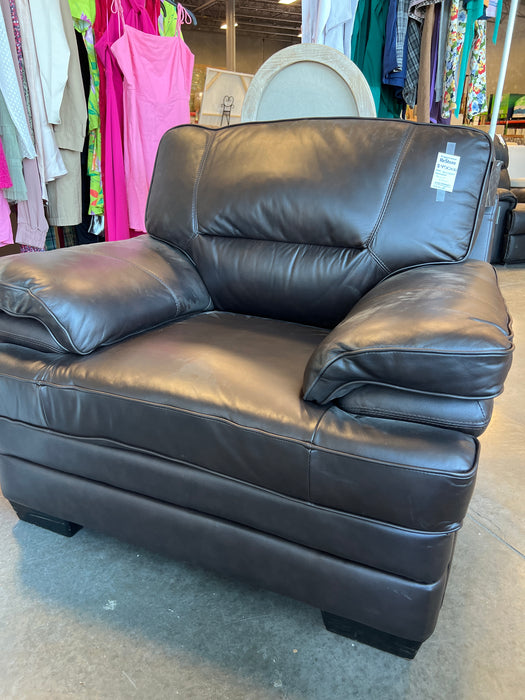 Dark Brown Leather Arm Chair (new)