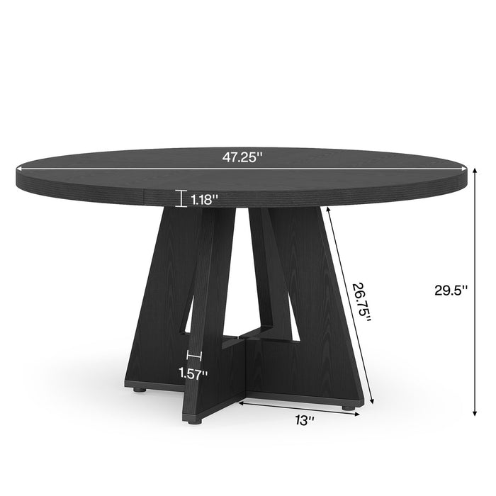 47 Inch Round Dining Table for 4 Farmhouse Kitchen Table - Colour Black - 20251791