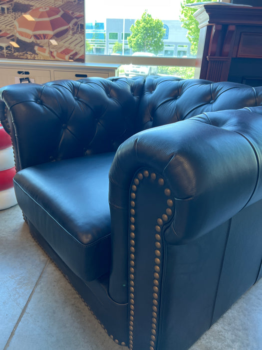 Studded Leather Armchair Deep Blue