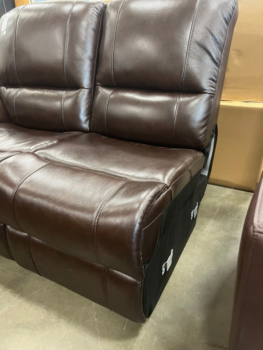 Brown Leather Reclining Loveseat