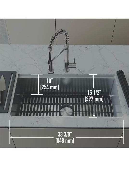 VIGO Mercer 36" 20 Gauge Stainless Steel Single Bowl Undermount Kitchen Sink with Accessories (new)