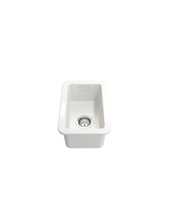 BOCCHI Sotto Dual-Mount Fireclay 12 inch Single Bowl Bar Sink in White (new out of box)