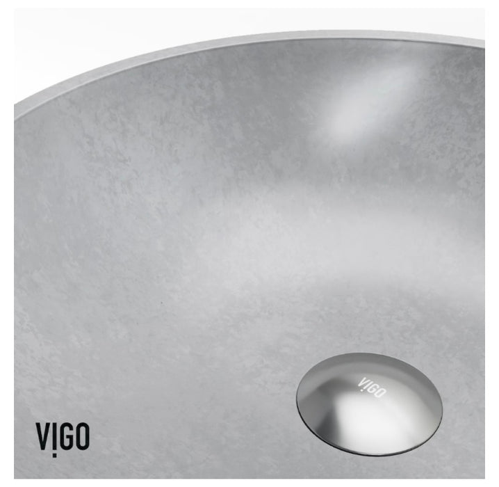 VIGO Ravenna 16"L x 16"W x 5"H Concreto Stone Round Vessel Bathroom Sink in Gray (New)