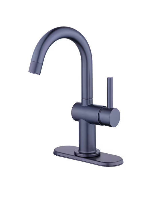 Glacier Bay Dorind 4-inch Centerset Single-Handle High-Arc Bathroom Faucet and Pop-Up Drain Kit in Matte Black (new)