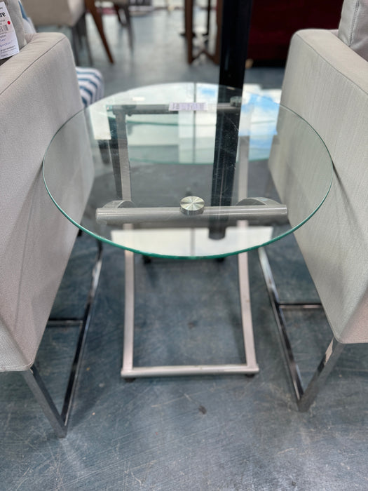 Glass and Metal End Table