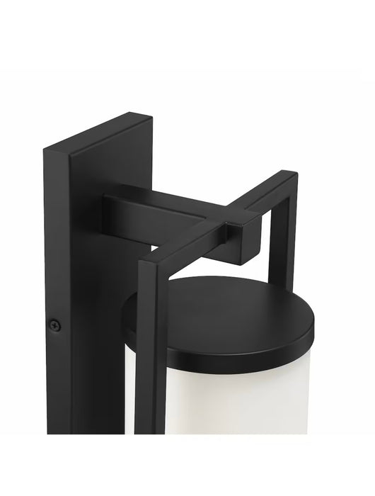 GlucksteinElements Landon 1-Light 17-inch H Integrated LED Outdoor Wall Sconce Light in Black Metal Finish with Frosted Glass (new)