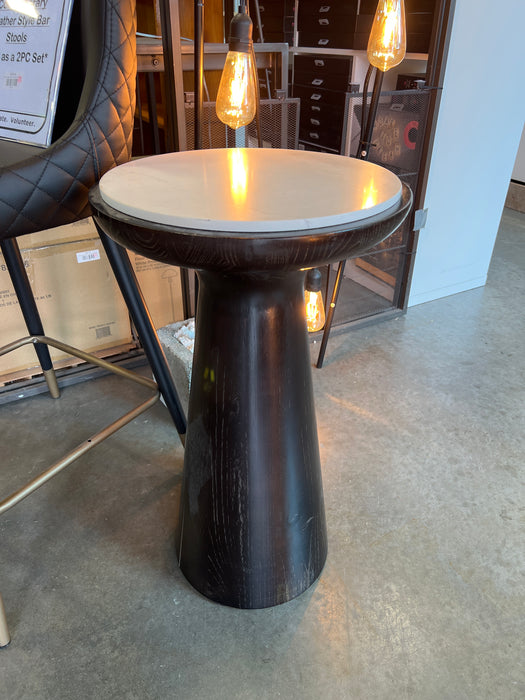 Modern Dark Wood Side Table with Stone Top (used)