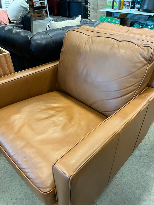 Modern Tan Leather Armchair (no legs) (new)