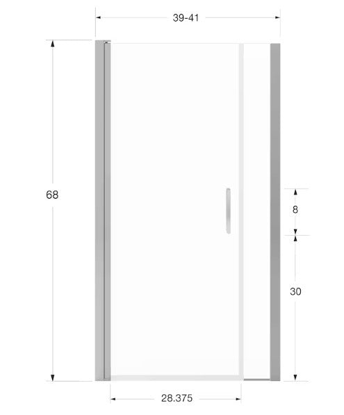 MAAX Cappadocia 39-41 x 68 in. 6 mm Pivot Shower Door for Alcove Installation with Clear glass & Round Handle in Chrome