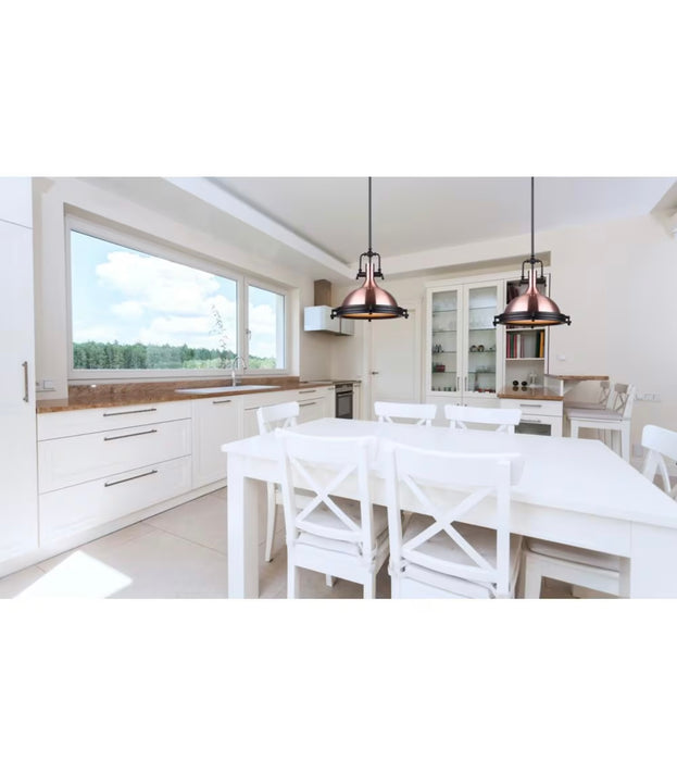 Canarm Rosa 1-Light Matte Black/Bronze Rod Pendant With Frosted Glass Diffuser (new)