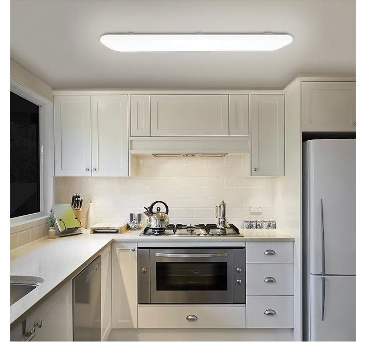 Commercial Electric 4 ft. White Rectangle LED Flush Mount Ceiling Light 3000 Lumens Dimmable 3000K 4000K 5000K (New)