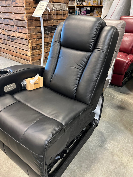 Powered Right Arm Black Leather Recliner Chair (new)