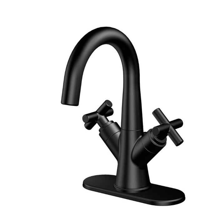Wilmont Centerset (4-inch) 2-Handle High Arc Bathroom Faucet in Matte Black with Cross Handles