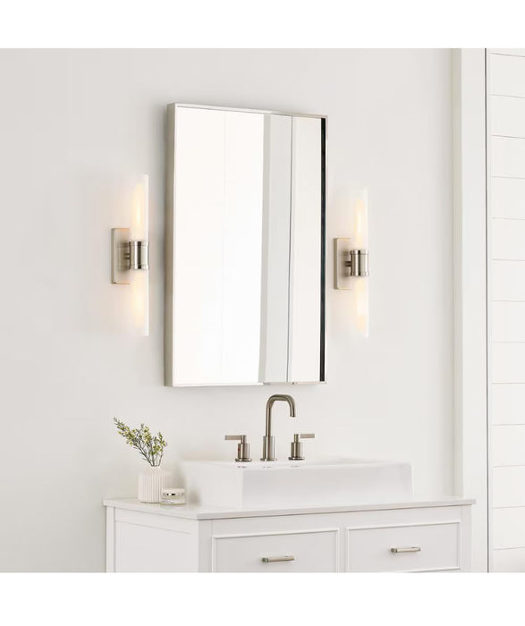 Generation Lighting  Keaton 20-Inch Medium 2-Light Brushed Nickel Vanity Light with Satin Etched Glass Shades (new)