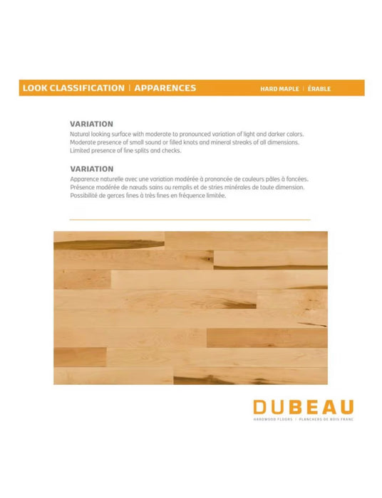 Dubeau Floors Solid Maple Flooring Raphia Matte ¾-inch Thick x 3¼-inches Wide x Varying Length (20 sq.ft. / case) (new)