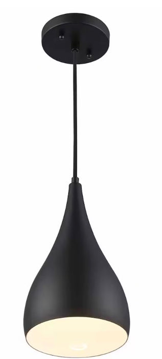Bel Air Lighting 1-Light Black Mini Pendant Light Fixture with Black Metal Dome Shade (new)