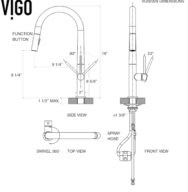 VIGO Greenwich Single-Handle Pull-Down Sprayer Kitchen Faucet in Matte Black (new)