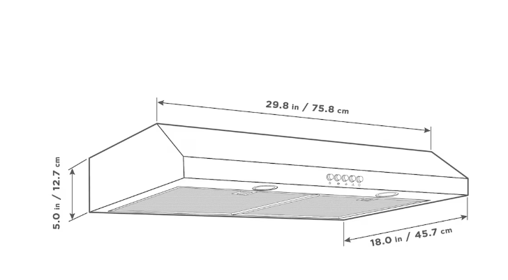 Vissani 30-inch 320CFM Convertible Under Cabinet Range Hood with 3-Speed Setting in Stainless Steel