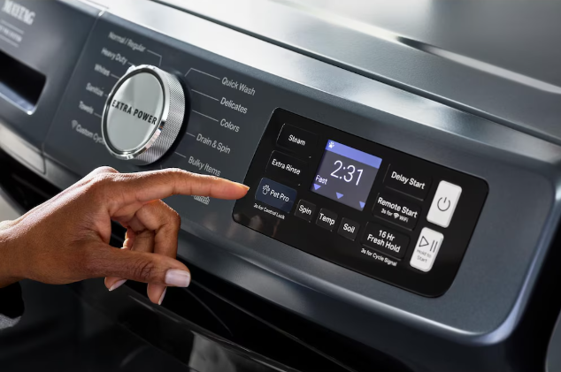 Maytag 7.4 cu.ft. Smart Front Load Stackable Electric Dryer with Pet Pro Option in Midnight Steel - ENERGY STAR® (used)