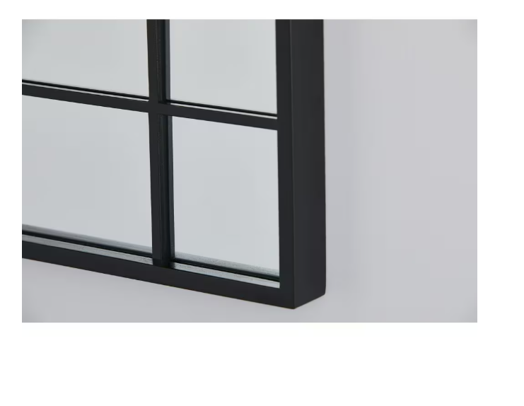 GlucksteinElements Burke 21-inch W x 30-inch H Window Panel Shape Metal Matte Black Frame Wall-Mounted Mirror