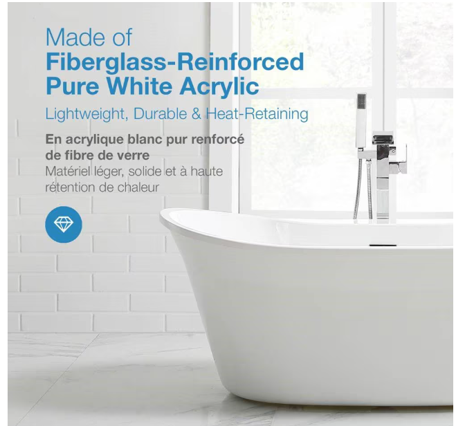 Ove Decors Riley 60" Freestanding Tub in White (new)