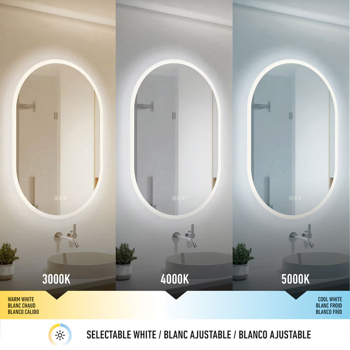 Artika Clara 30in 3CCT Dimmable Integrated LED Oval Wall Mirror with Defogger (New)