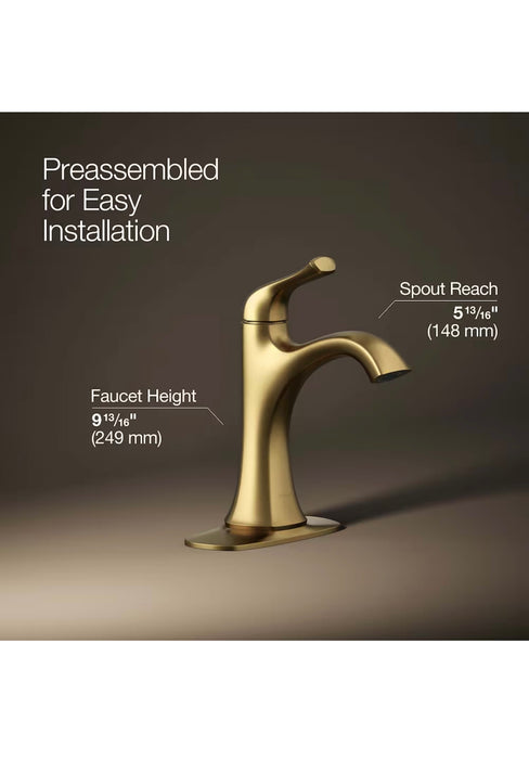 KOHLER Sundae Single-Handle Bathroom Sink Faucet in Gold (new)