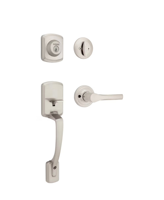 Weiser Henley x Henley Satin Nickel Exterior Door Handle Set/Entry Door Lock with Key (new)