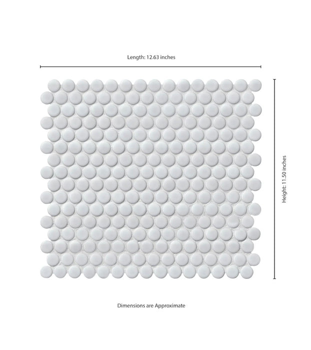 MSI Stone ULC Blanco Penny Round 11.5 in. x 12.63 in. x 6 mm Porcelain Mesh-Mounted Mosaic Tile  (new)