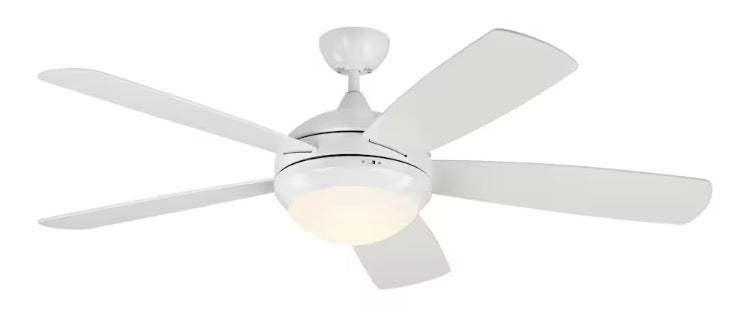 Generation Lighting Discus Smart 52 in. Integrated LED Indoor Matte White Ceiling Fan with Light Kit and Remote Control