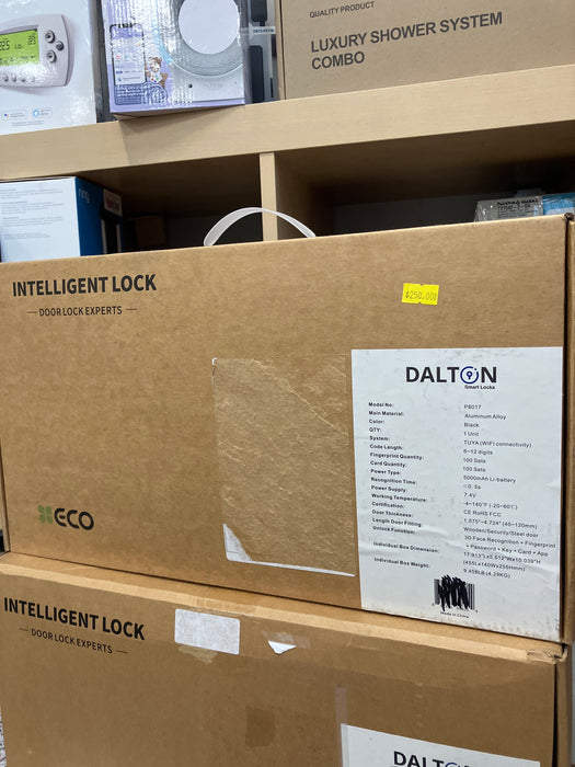 DALTON LOCKS Smart Lock Fingerprint Wi-Fi Deadbolt Camera, 3D Face Rec Black Works with Google & Alexa