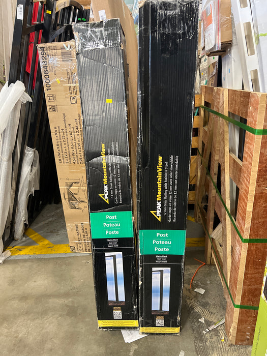 Peak MountainView Glass Deck Railing 42.4-inch H Post in Matte Black Stainless Steel