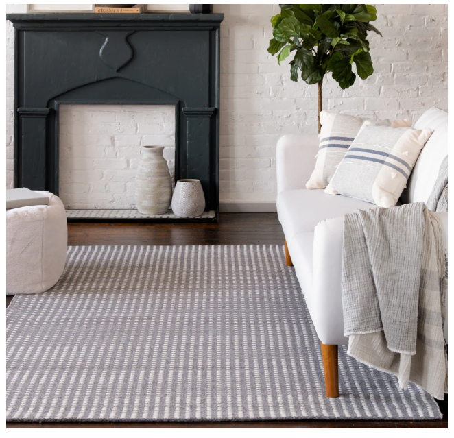 GlucksteinElements Otis Ivory/Steel 5 ft. x7 ft. Indoor Area Rug