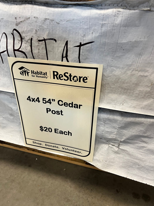 Post V-Grooved Cedar 4x4 54” Posts (new)