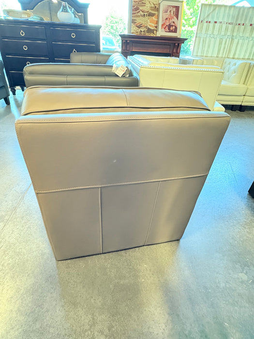 Light Mushroom Grey Armless Plush Leather Chair (new)