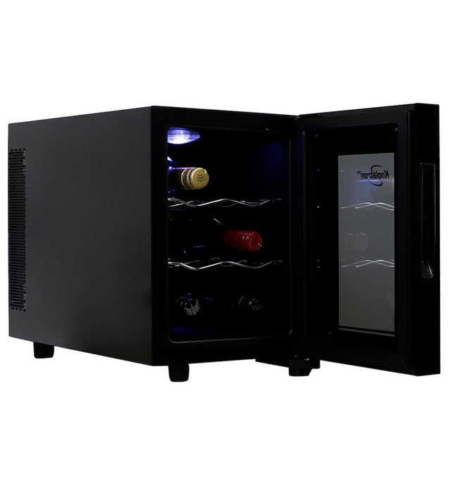 Koolatron 6 Bottle Wine Cooler, Black, 0.65 cu. ft. (16L) Freestanding Thermoelectric Wine Fridge (new)