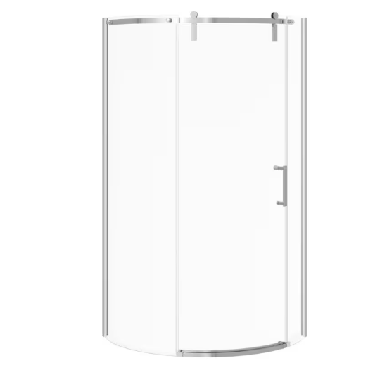 MAAX Outback Round 36W x 36L x 75.6H Frameless Sliding Shower Door, Right Hand Opening in Chrome & Clear Glass (New)