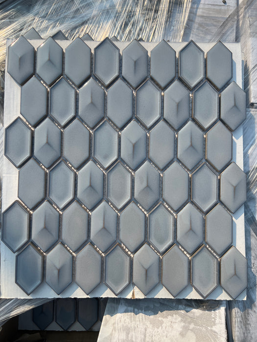 Smoke Blue Grey Small Hexagonal Mosaic Tile (new)
