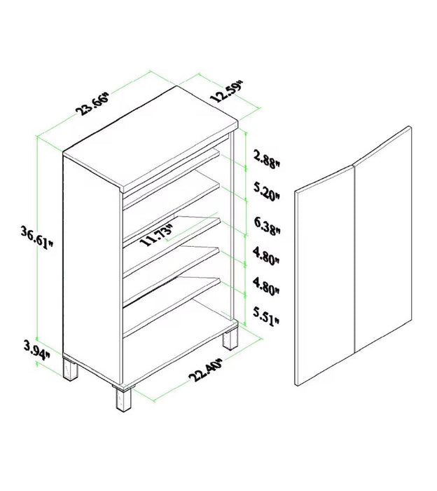 Baxton Studio Talon 6-Shelf Shoe Cabinet In Walnut Brown And Dark Grey (New)