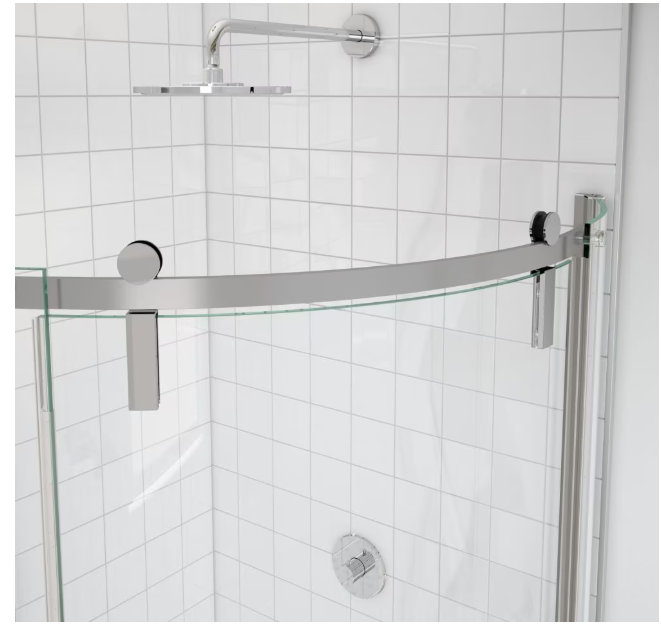 MAAX Outback Round 36W x 36L x 75.6H Frameless Sliding Shower Door, Right Hand Opening in Chrome & Clear Glass (New)