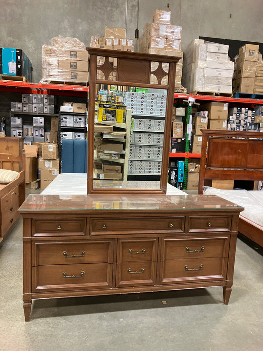 Wooden 9 Drawer Dresser With Mirror (Used)
