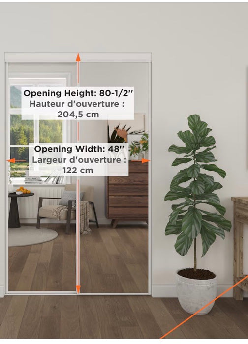 TRUporte 48-inch x 80.5-inch White Econo Painted Steel Frame Mirrored Closet Sliding door