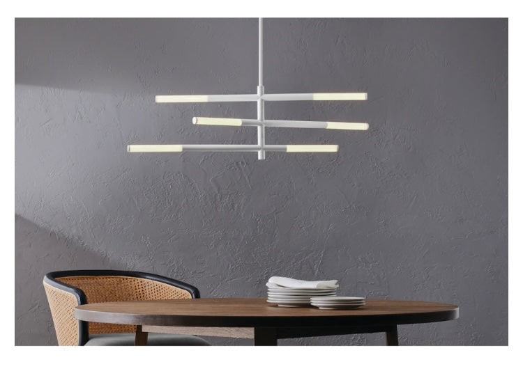 GlucksteinElements Bristol 1-Light 19.5-in H Integrated LED Pendant with 3 Rods of LED in White with Milk White Shade (New)