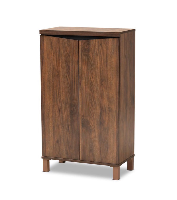 Baxton Studio Talon 6-Shelf Shoe Cabinet In Walnut Brown And Dark Grey (New)