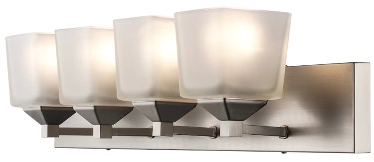 Bel Air Lighting Edwards 30-inch. 4-Light Brushed Nickel Bathroom Vanity Light Fixture with Frosted Glass Shades (New)