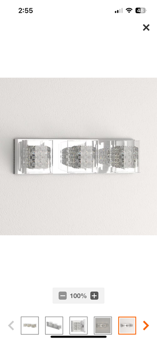 Weschler 22-inch Halogen 3-Light Chrome Glam Crystal Bathroom Vanity Light with Cube Clear Glass (new)