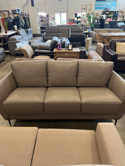 Grey Italian Leather 3-Seater Sofa (new)